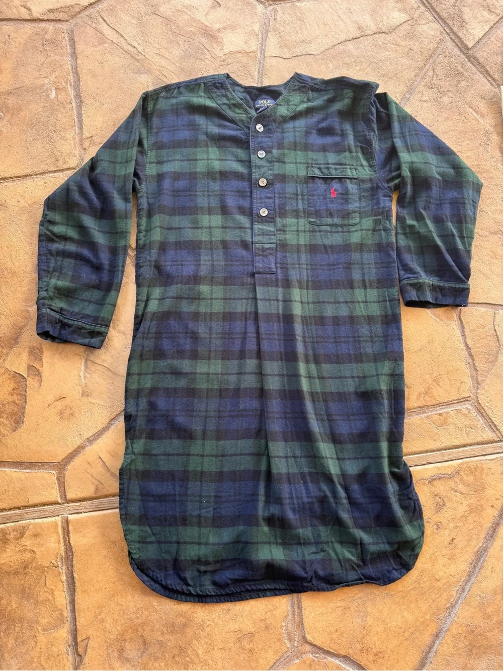 Polo Ralph Lauren Men’s Black Watch Plaid Cotton Nightshirt Size L